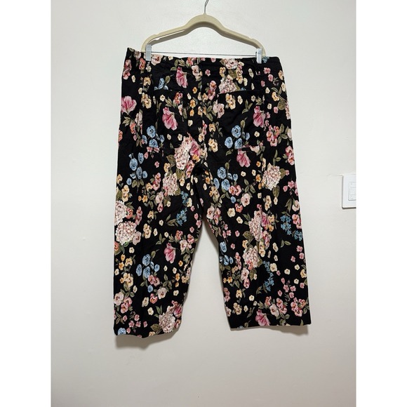 Anthropologie Maeve The Colette Crop Wide Leg Floral Black Pants Size 22W - Picture 6 of 10